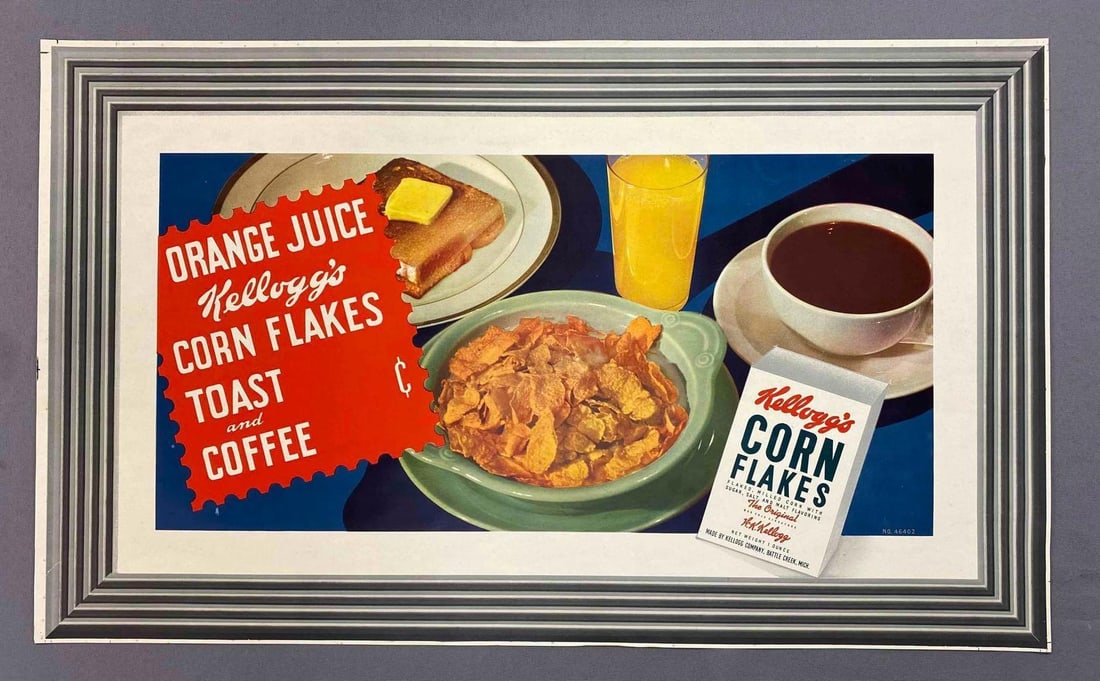 Kellogg’s Cereal Advertising Print: Measures L 22 x W 13 inches.