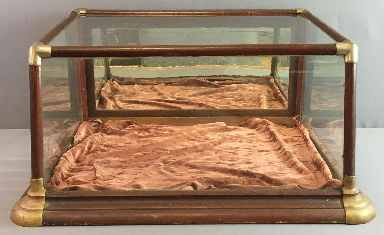 Antique Wood and Glass Mirrored Door Tabletop Showcase (1 of 5)