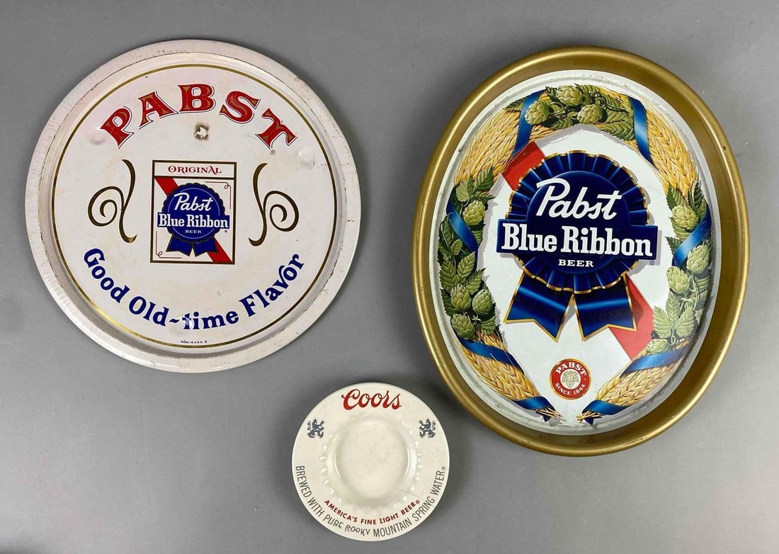 Group of 3 Pabst Blue Ribbon Beer Advertising Serving Trays and More (1 of 5)