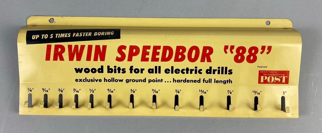 Irwin Speedbor “88?? Store Drill Bit Display Sign: Mfg by Advertising Metal Display Co. U.S.A.