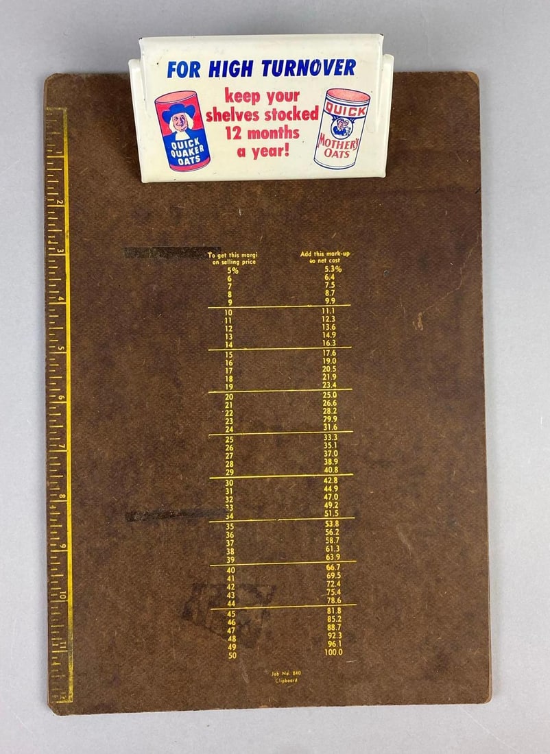 Quaker Oats Advertising Clipboard: Measures L 13 x W 9 inches.