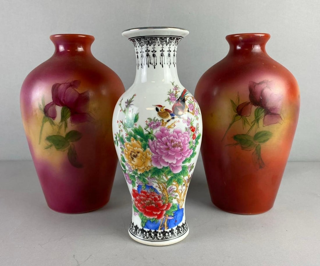 Group of 3 Vintage Hand Painted Vases and More (1 of 2)