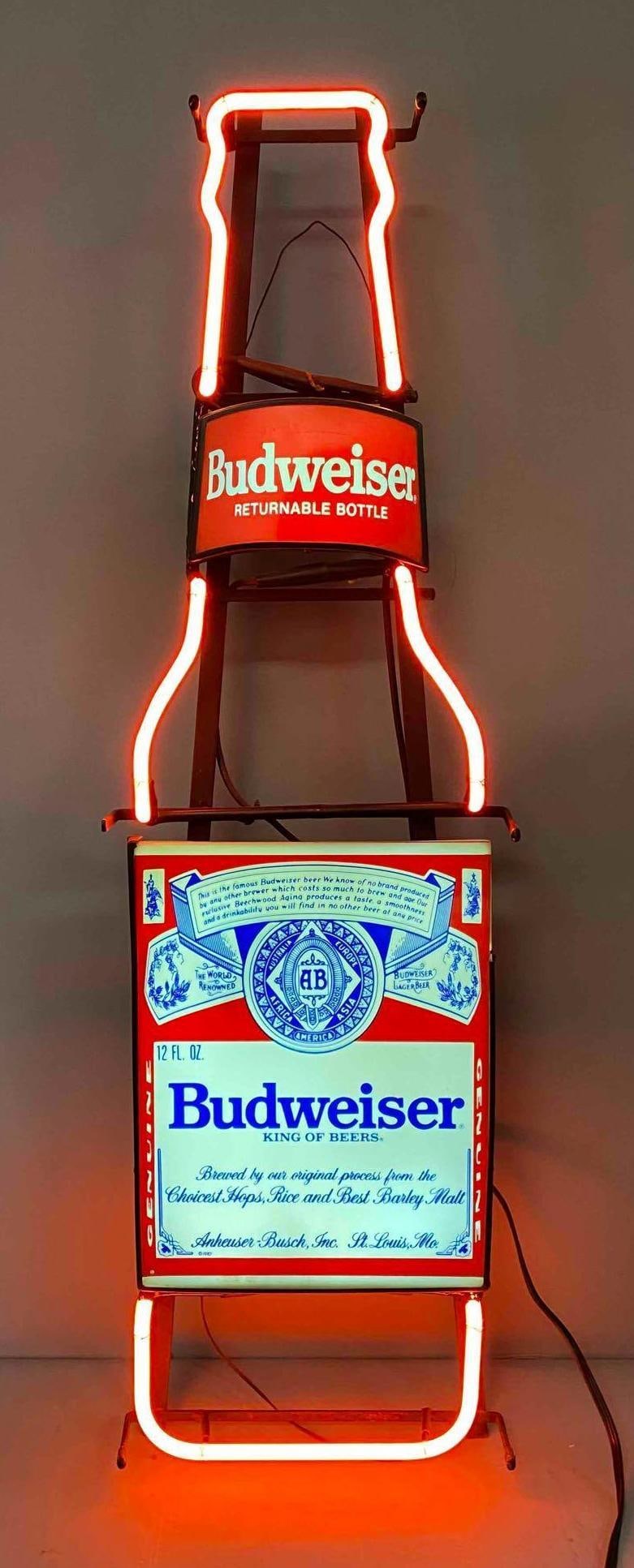 Vintage 1987 Budweiser Beer Advertising Neon Light Up Display (1 of 5)