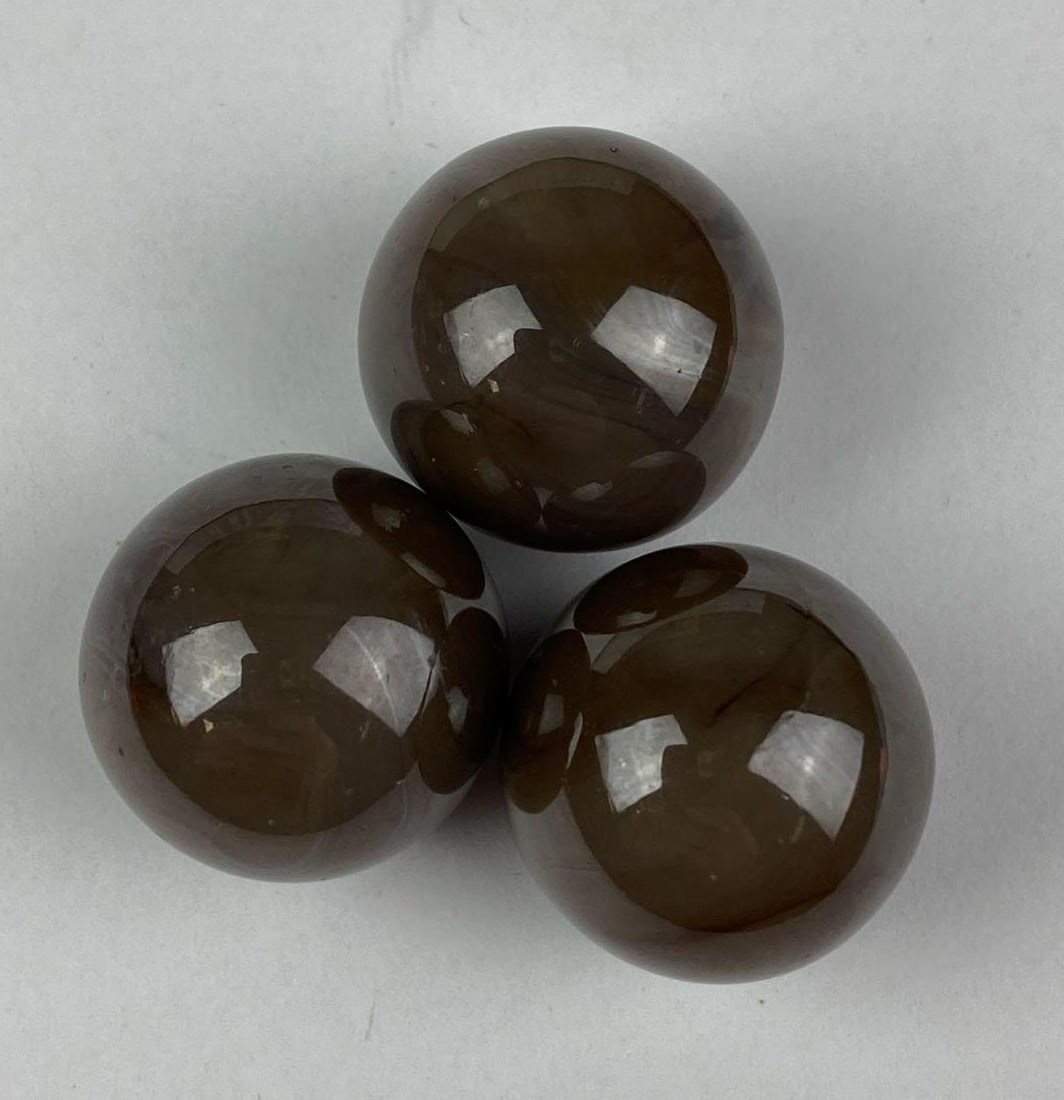 Group of 3 Vintage Smoky Pearl Marbles (1 of 2)