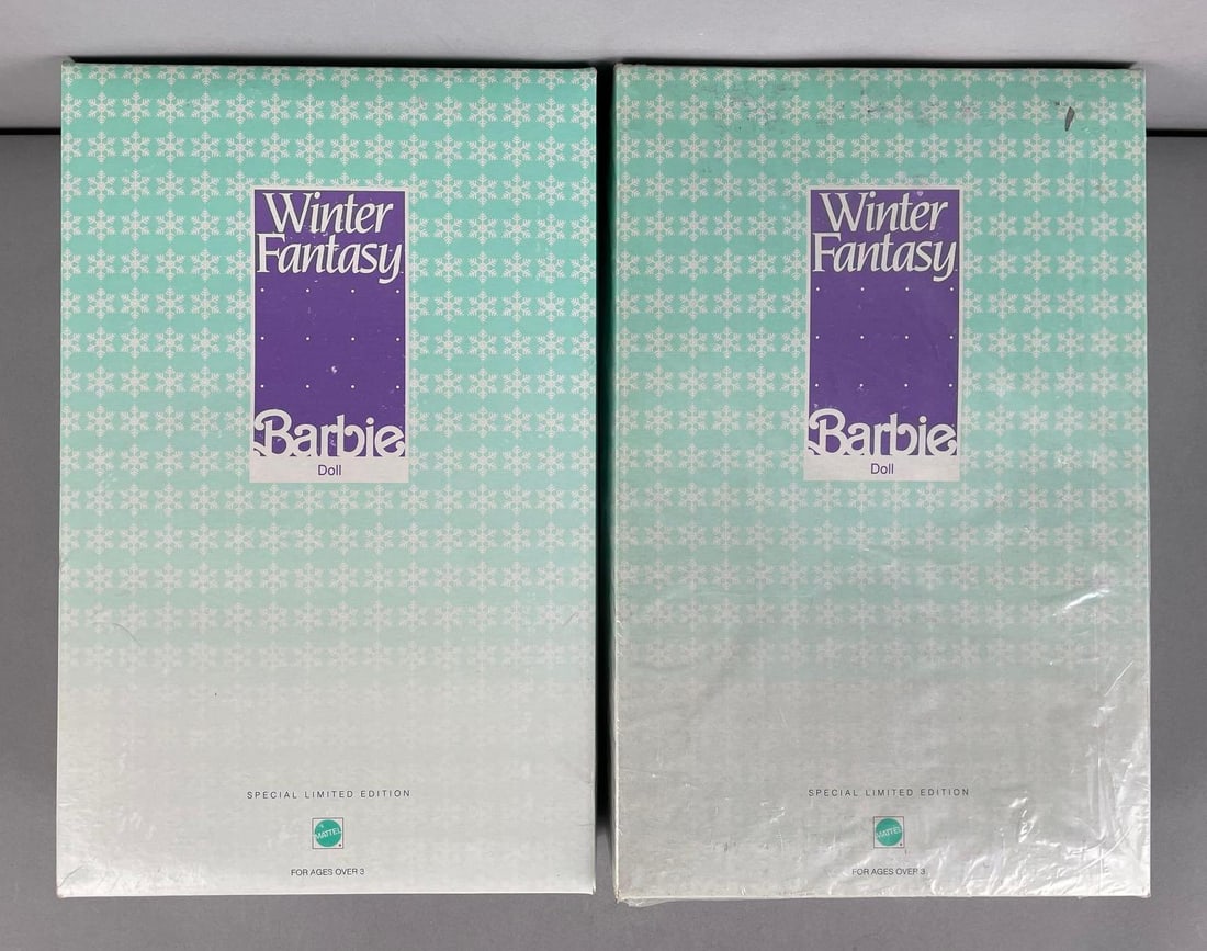Group of 2 Mattel Winter Fantasy Barbie Fashion Dolls: 1990 original packaging