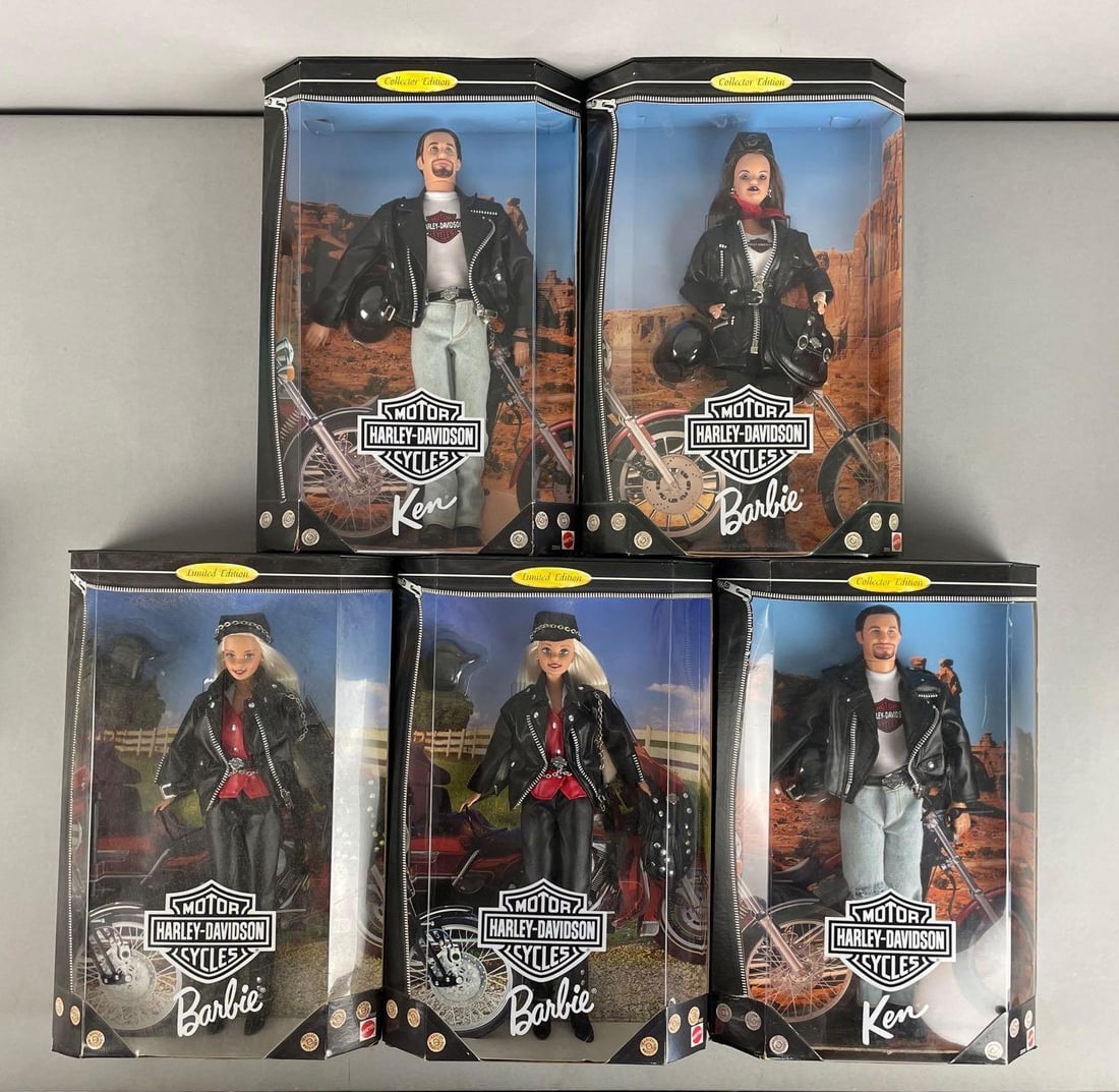 Group of Mattel Harley Davidson Barbie Fashion Dolls: Limited edition, original packaging