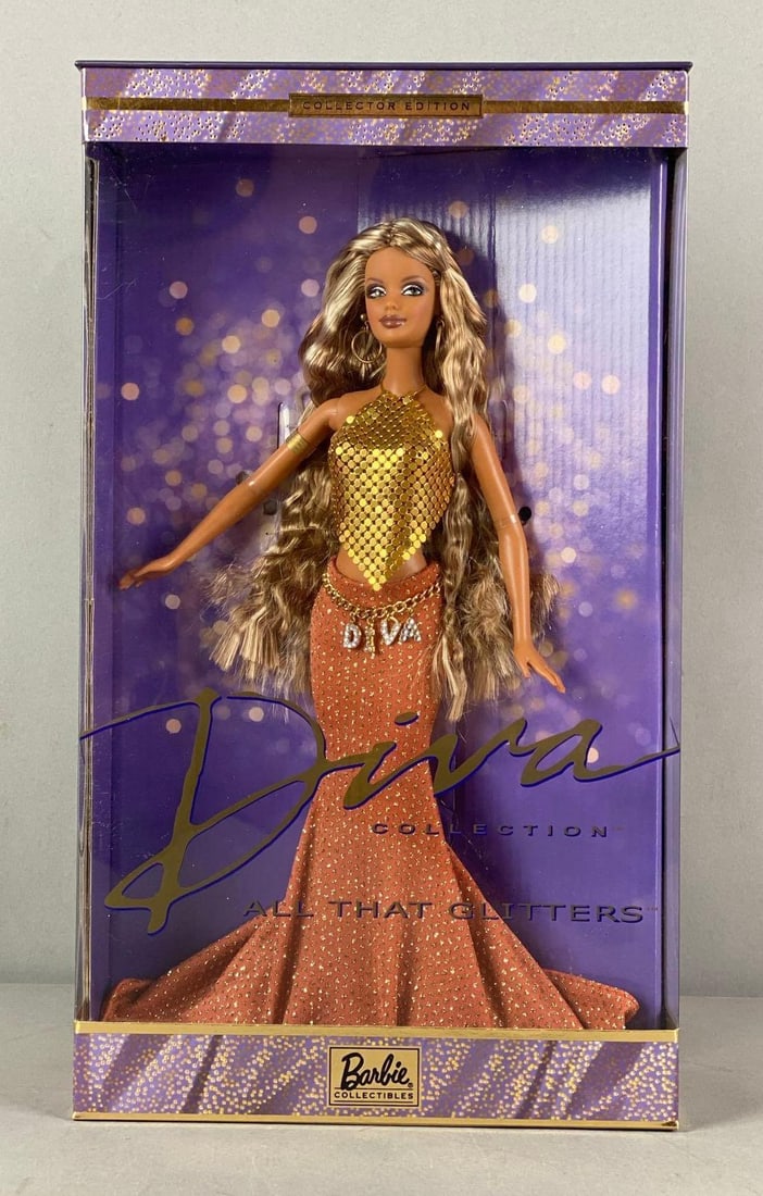 2001 Mattel Barbie All The Glitters Fashion Doll: Sealed, dive collection, doll measures 11 1/2” H