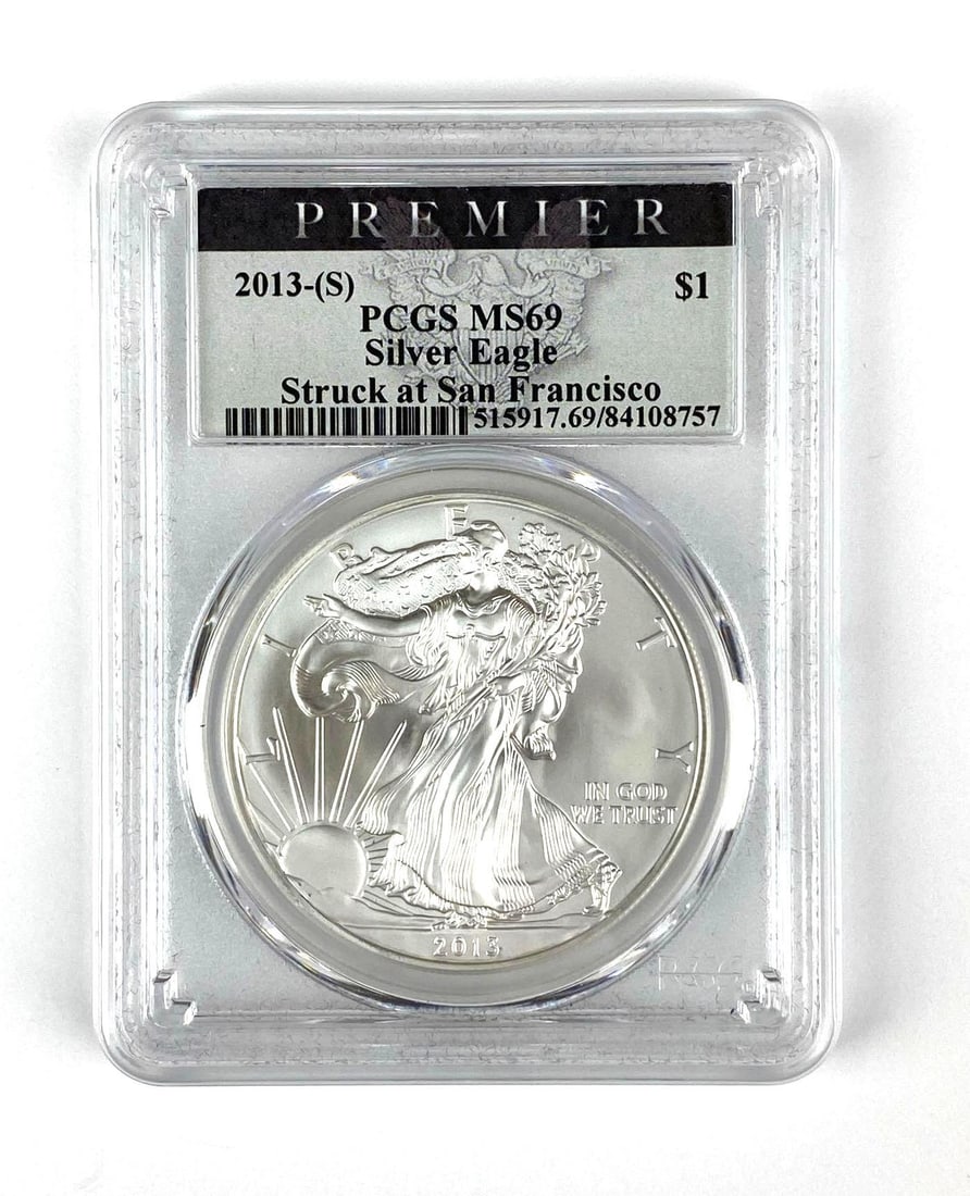 2013 S US American Silver Eagle 1 oz .999 Fine Silver PCGS Graded MS69 (1 of 2)