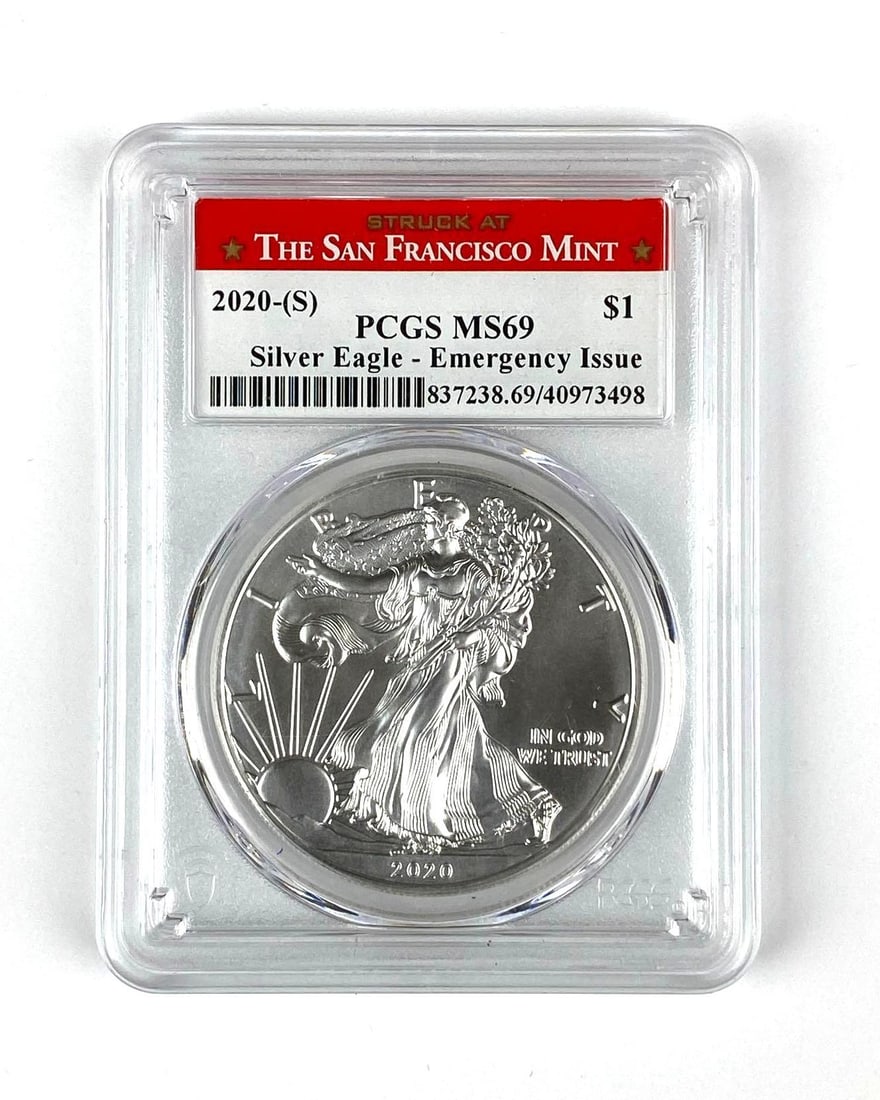 2020 S US American Silver Eagle 1 oz .999 Fine Silver PCGS Graded MS69 (1 of 2)