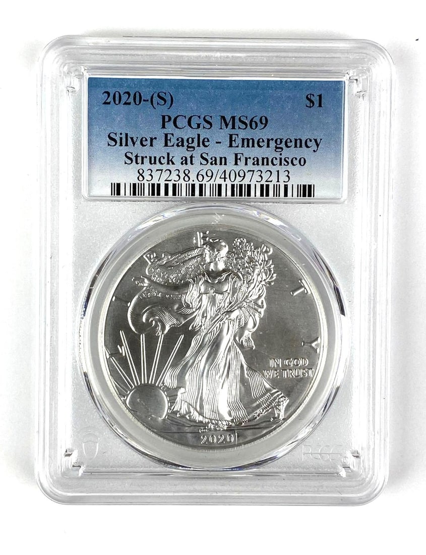 2020 S US American Silver Eagle 1 oz .999 Fine Silver PCGS Graded MS69 (1 of 2)