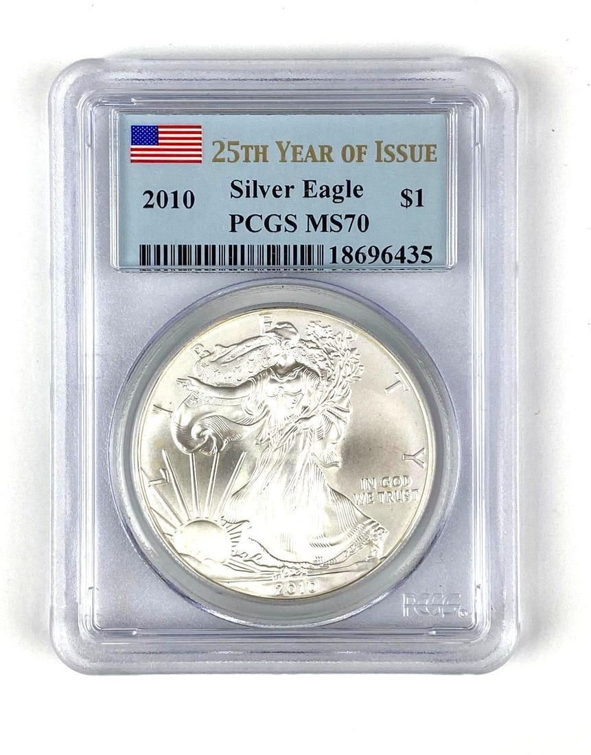 2010 US American Silver Eagle 1 oz .999 Fine Silver PCGS Graded MS70 (1 of 2)