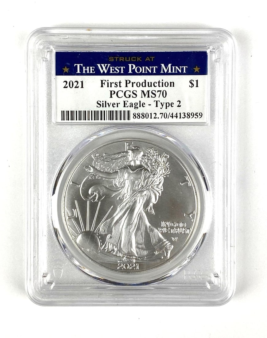 2021 US American Silver Eagle 1 oz .999 Fine Silver PCGS Graded MS70 (1 of 2)