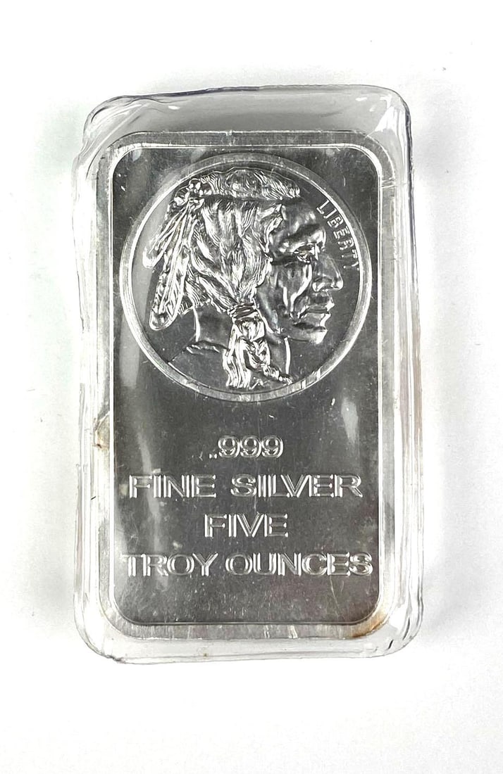 Silvertowne Mint Buffalo Design 5 oz .999 Fine Silver Ingot/ Bar (1 of 2)