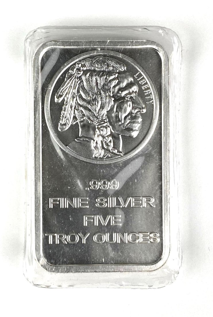 Silvertowne Mint Buffalo Design 5 oz .999 Fine Silver Ingot/ Bar (1 of 2)