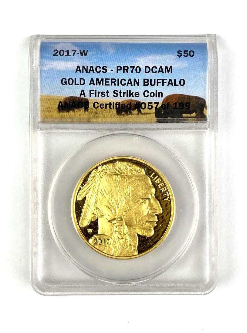 2017 W $50 US Gold American Buffalo 1 oz .9999 Fine Gold ANACS Graded PR70 (1 of 2)