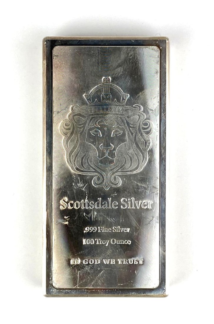 Scottsdale Mint 100 oz .999 Fine Silver Stacker Ingot/ Bar (1 of 2)