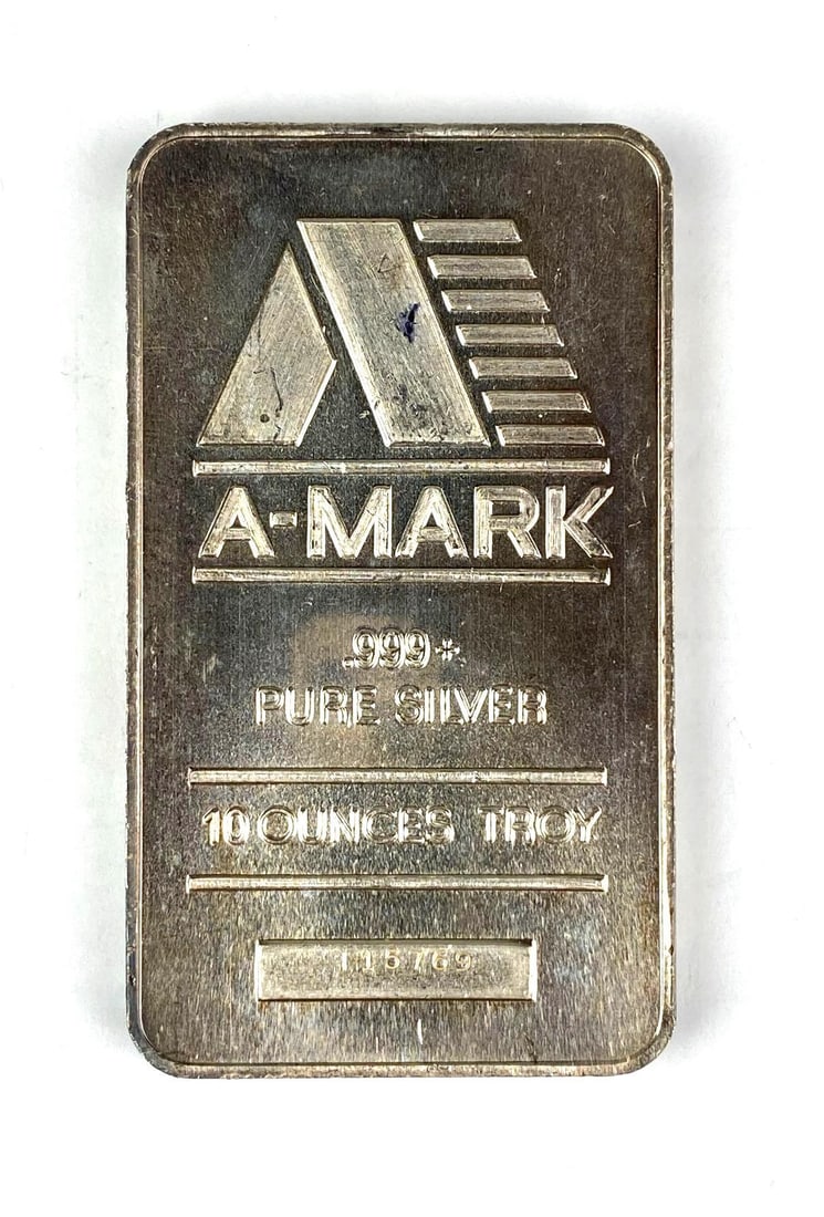 A Mark 10 oz .999 Fine Silver Ingot/ Bar (1 of 2)