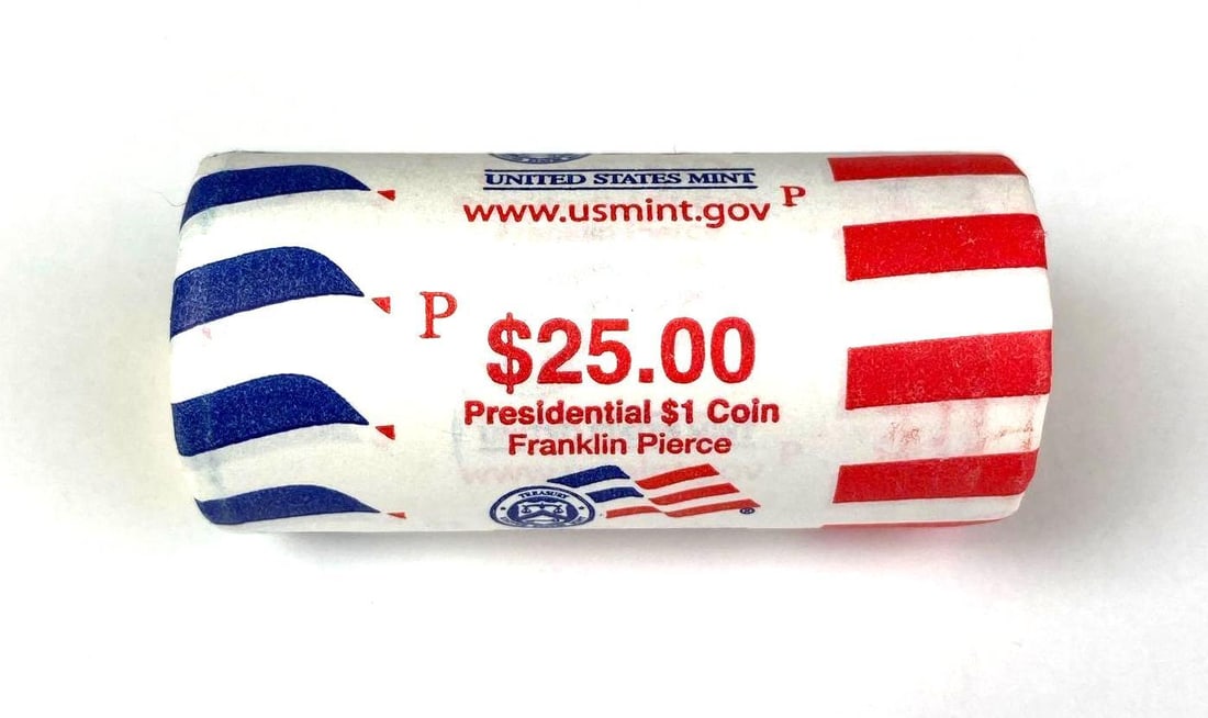 US Mint $25 Franklin Pierce Presidential $1 P Coin Roll: US Mint $25 Franklin Pierce Presidential $1 P Coin Roll