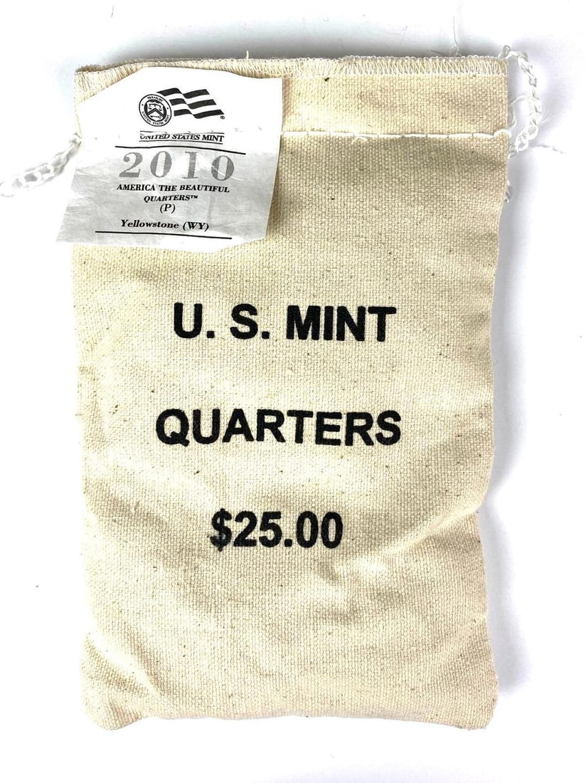 2010 P US Mint $25 ATB Yellowstone Wyoming Quarter in Original Canvas Bag (1 of 2)
