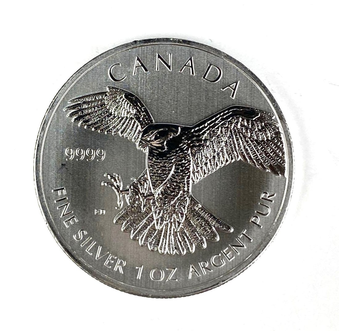 2014 Canada $5 Peregrine Falcon 1 oz 9999 Fine Silver Coin (1 of 2)