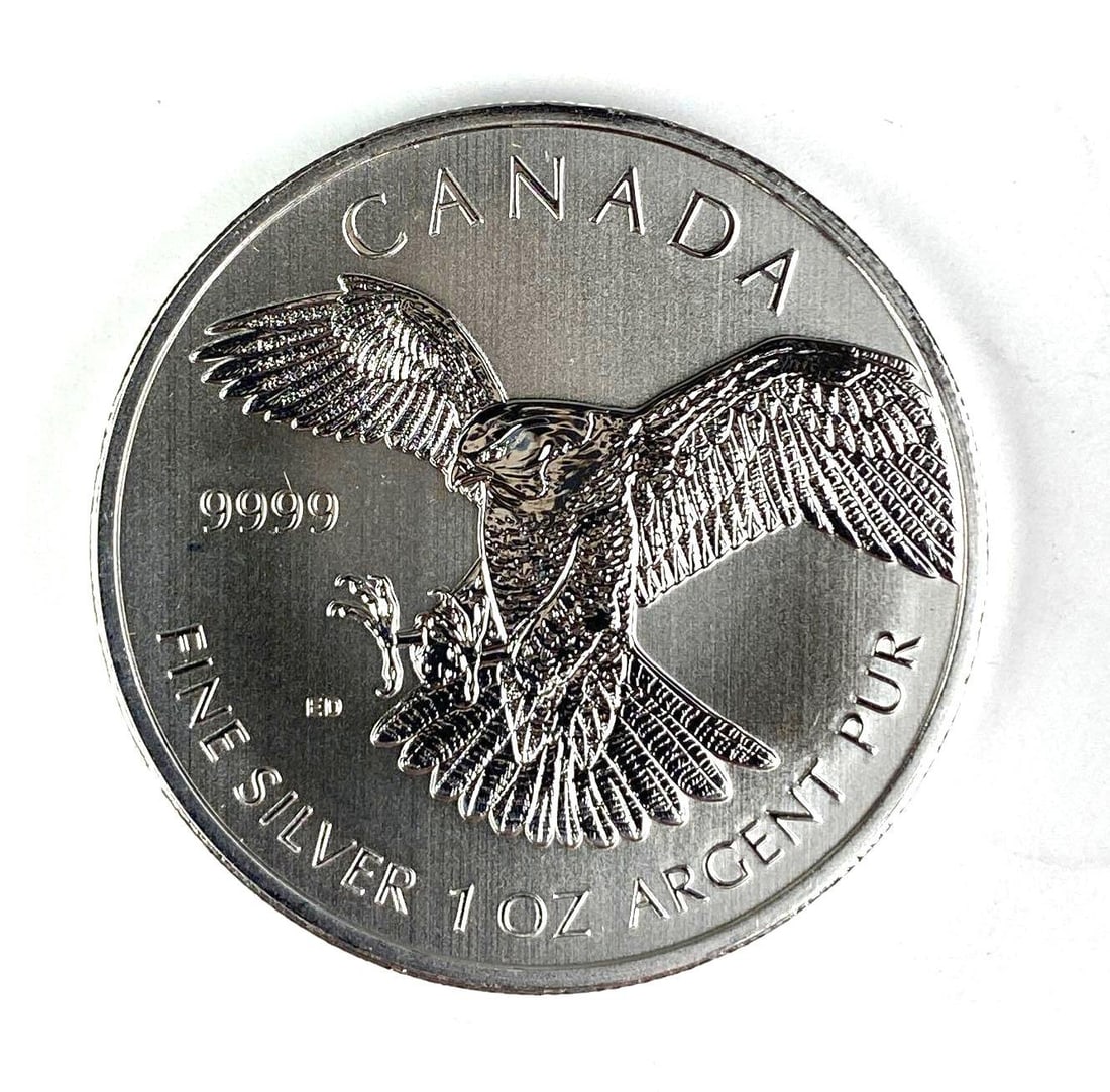 2014 Canada $5 Peregrine Falcon 1 oz 9999 Fine Silver Coin (1 of 2)