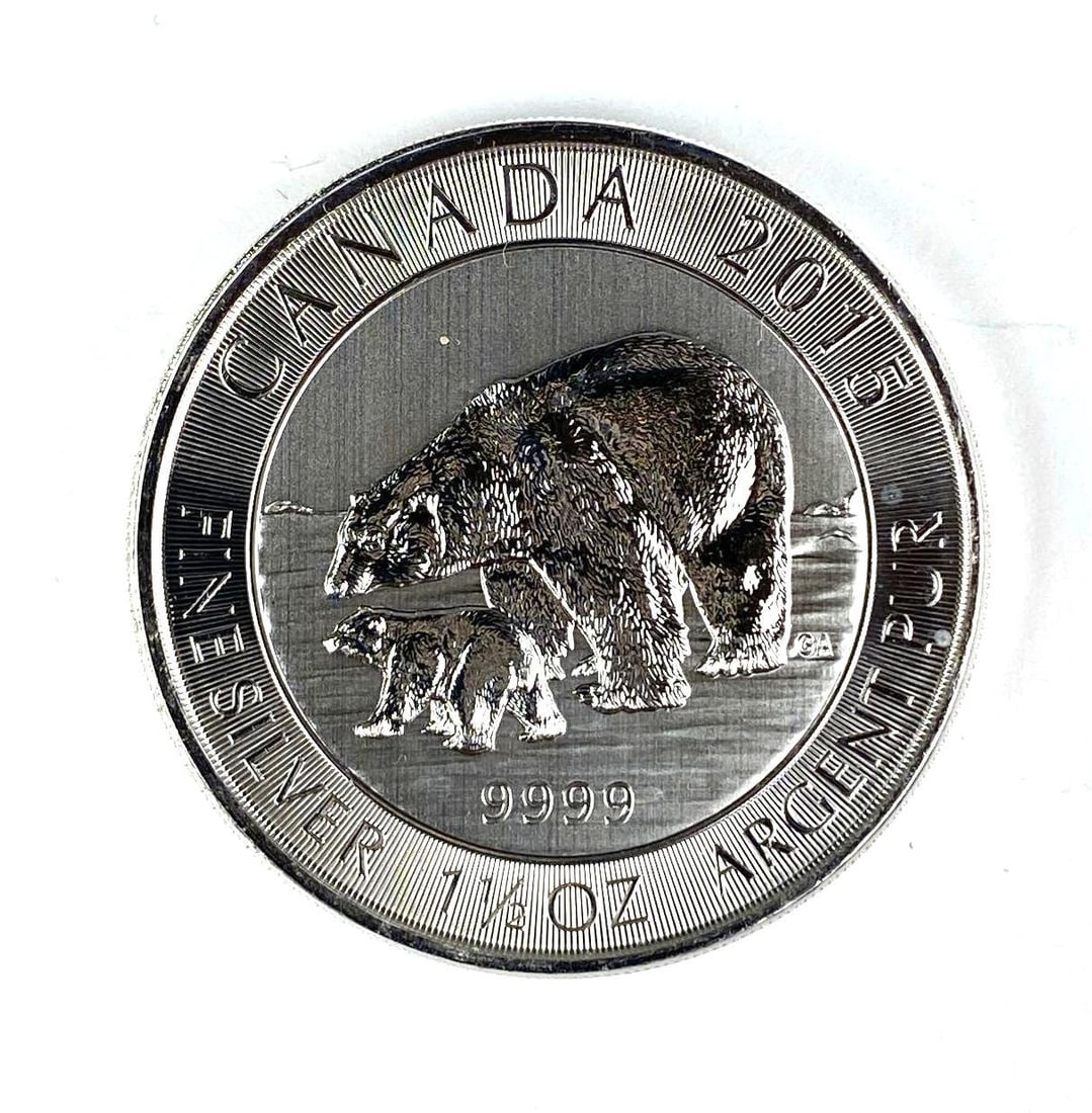 2015 Canada $8 Polar Bear and Cub 1.5 oz 9999 Fine Silver Coin (1 of 2)