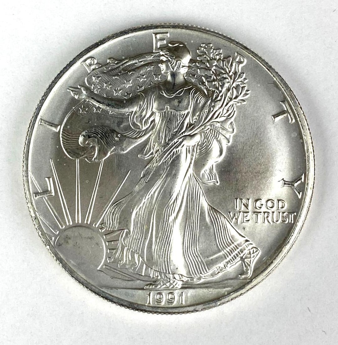 1991 US Mint Silver American Eagle 1 oz .999 Fine Silver (1 of 2)