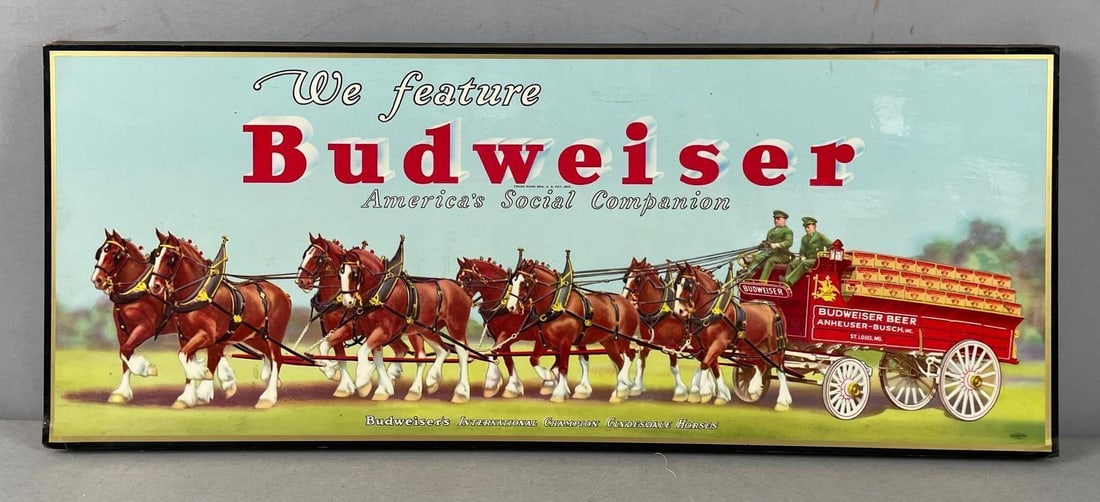 Vintage Budweiser Beer Clydesdale Team Advertising Plaque (1 of 2)