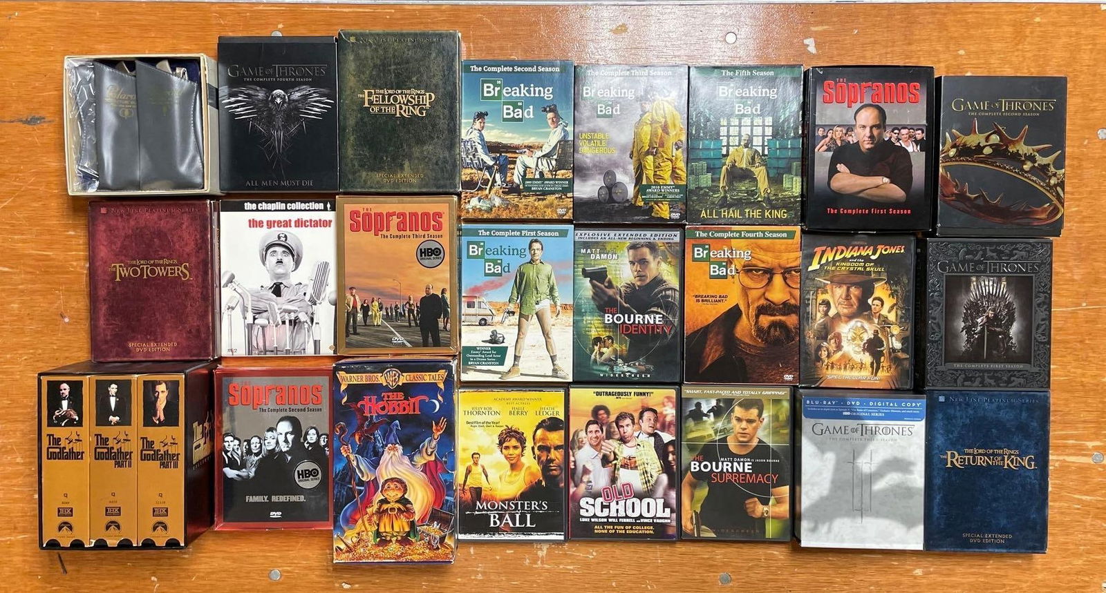 Group of DVDs: Includes LOTR, game of thrones, breaking bad, and more