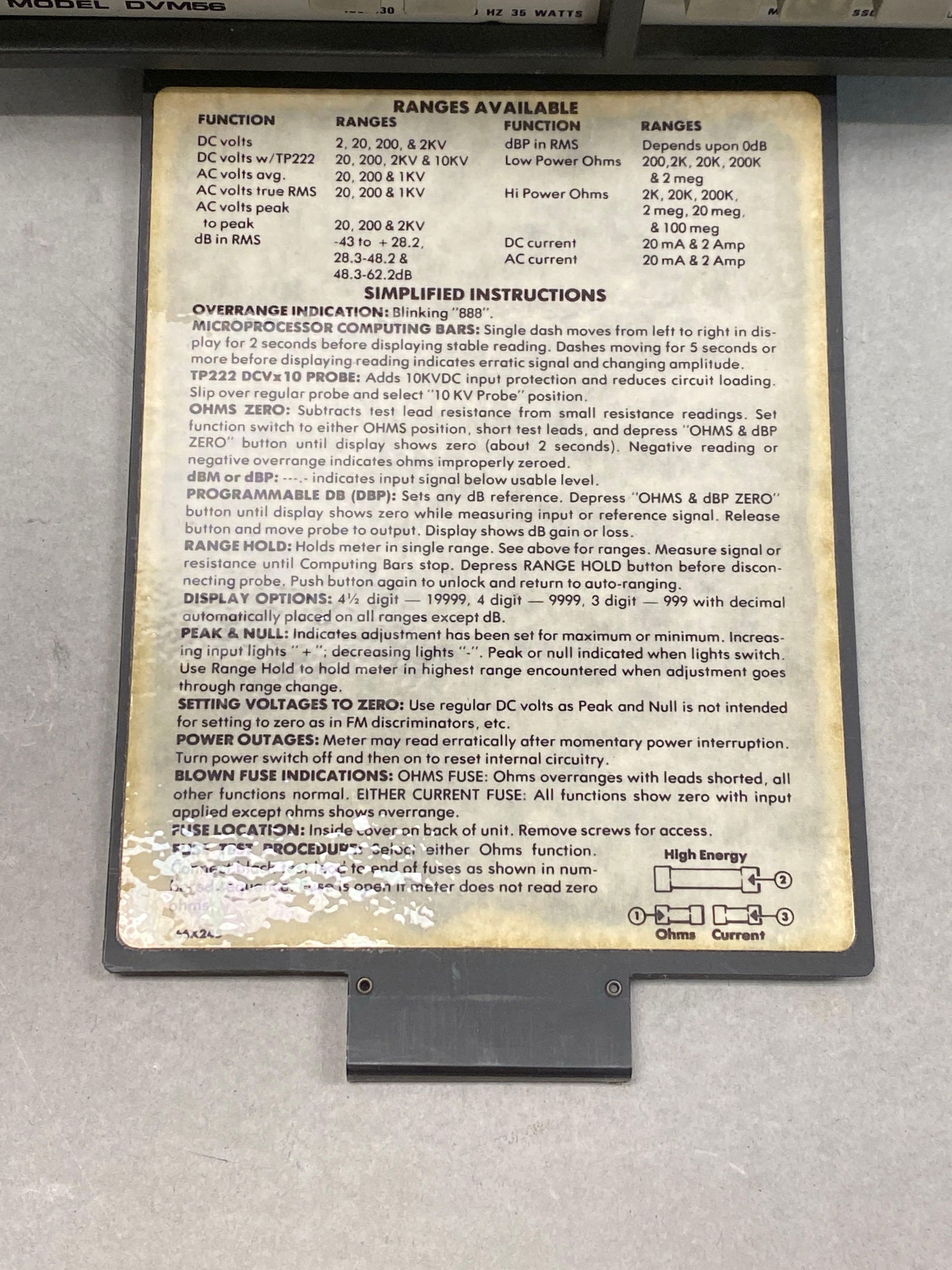 Sencore Model DVM56 Microranger - 2