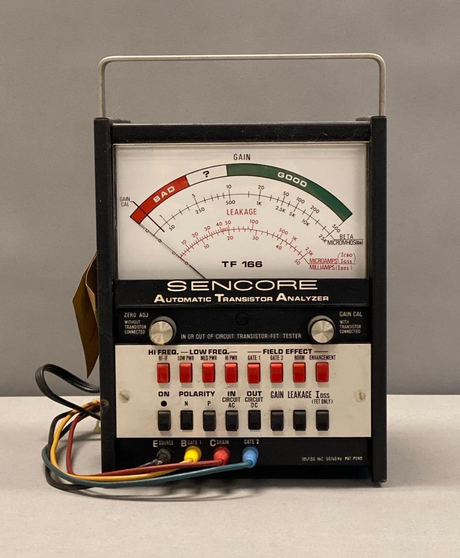 Sencore TF 166 Automatic Transistor Analyzer: Powers on, measures 11” H x 8” W x 7” D