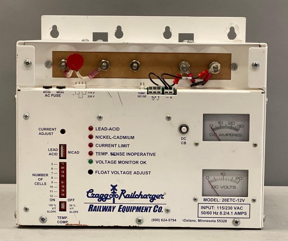 Chicagi Equipment Co. Model 20ETC-12V Cragg Railcharger: untested, measures 10” H x 12” W x 8” D