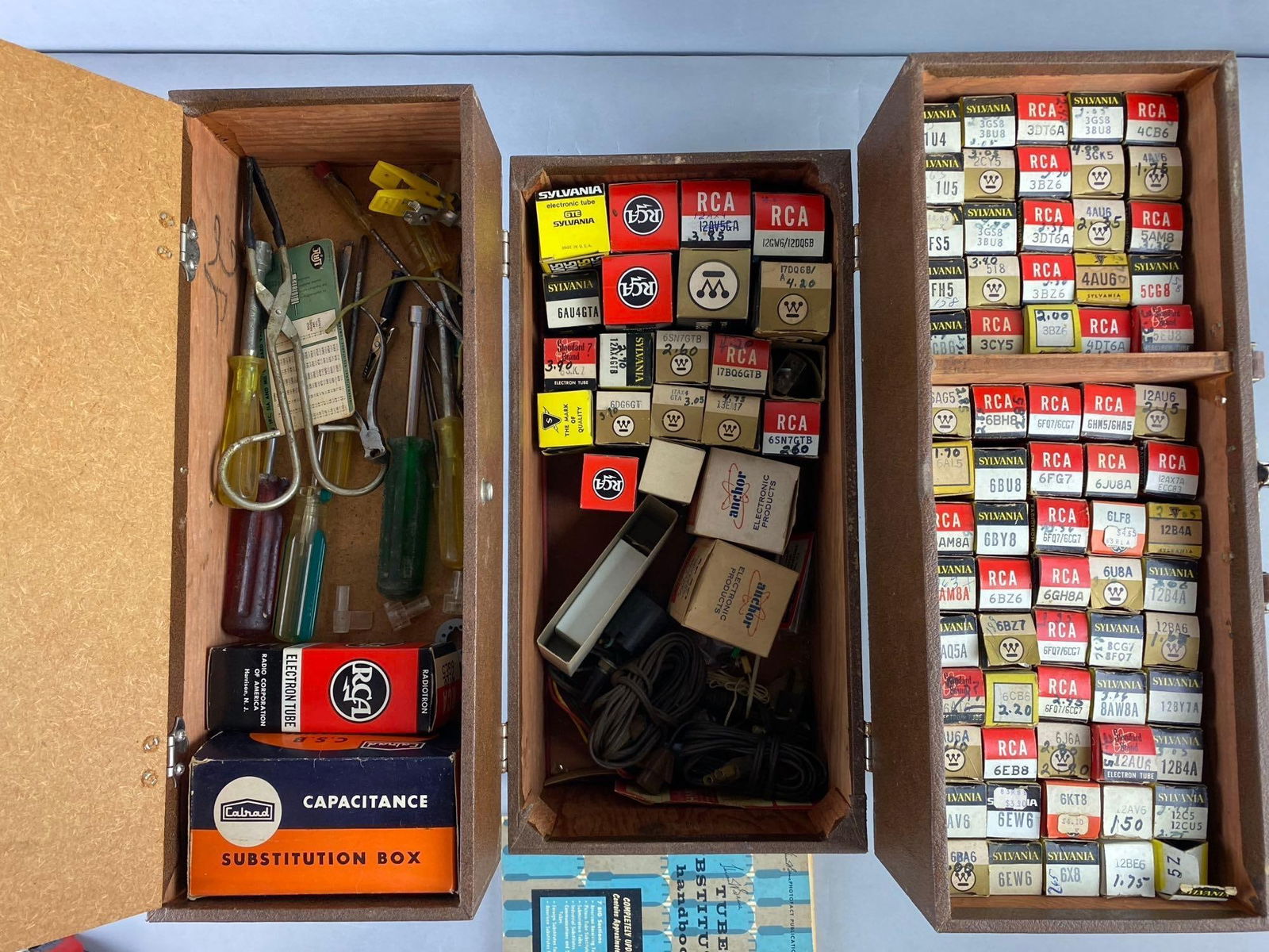 Pacemaker Jr. Tv /Radio Tube Caddy with Accessories: Includes various tubes, tools, and more. Measures H 12 x W 8 x L 16 inches.