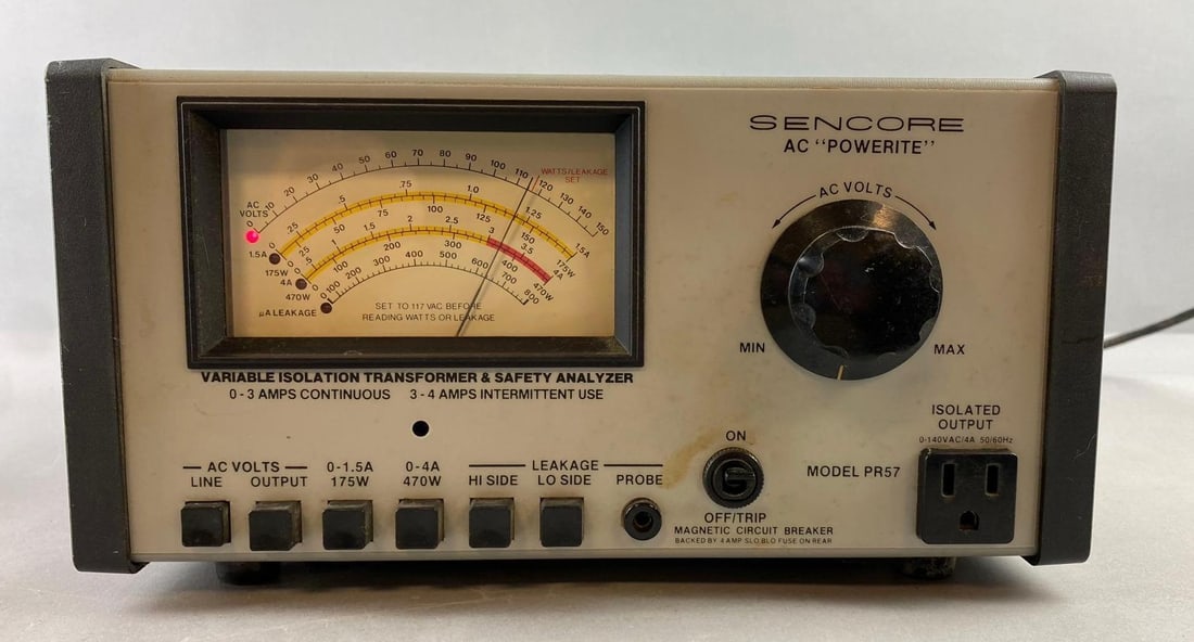 Sencore AC Powerite Analyzer: Powers on. Measure H 6 x W 10 1/2 x L 11 1/2 inches.