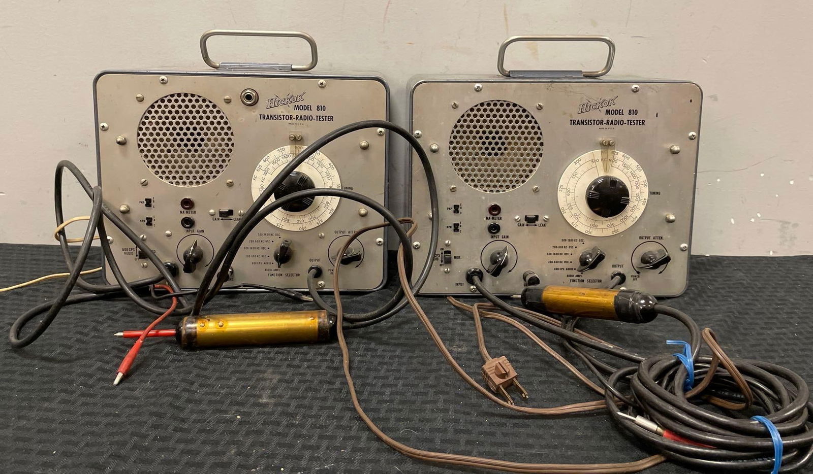 Group of 2 Hickok Model 820 Transistor Radio Testers: Both powered up, measures 9" x 11" x 7"