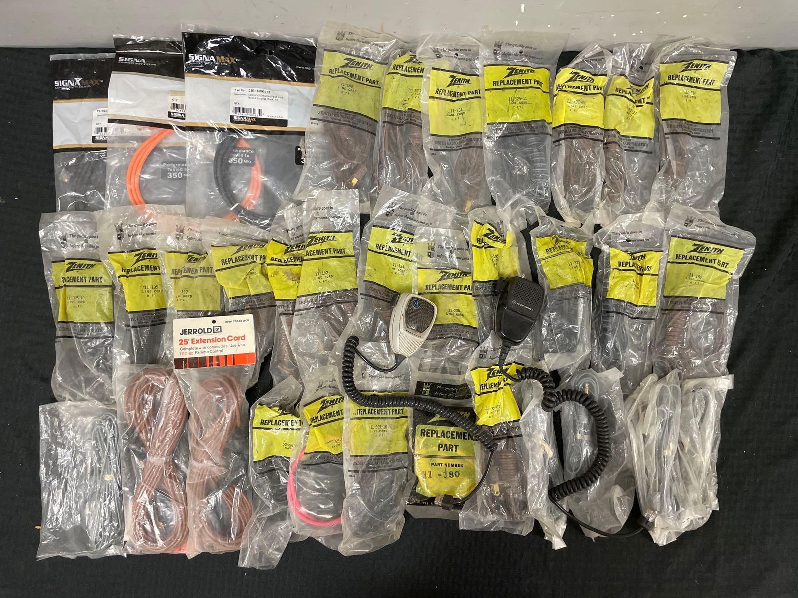Group of Zenith Replacement Cords and More: Includes Motorola cb radio handles