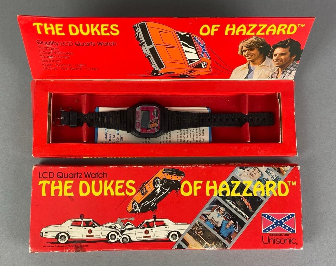 Unisonic The Dukes of Hazzard LCD Quartz Watch: Untested, liquid Crystal leaked on screen, box measures 3? H x 10? W