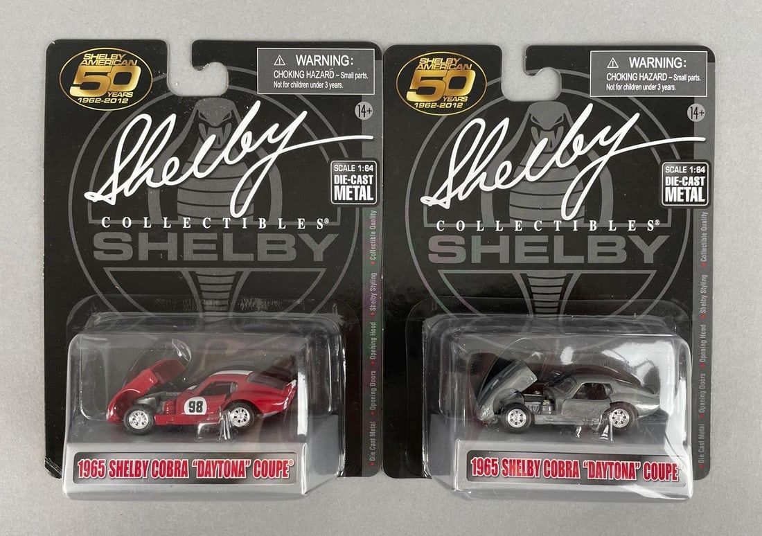 Group of 2 Shelby Collectibles 1965 Cobra Daytona Coupe Die-Cast Cars: 1/64 scale, original packaging
