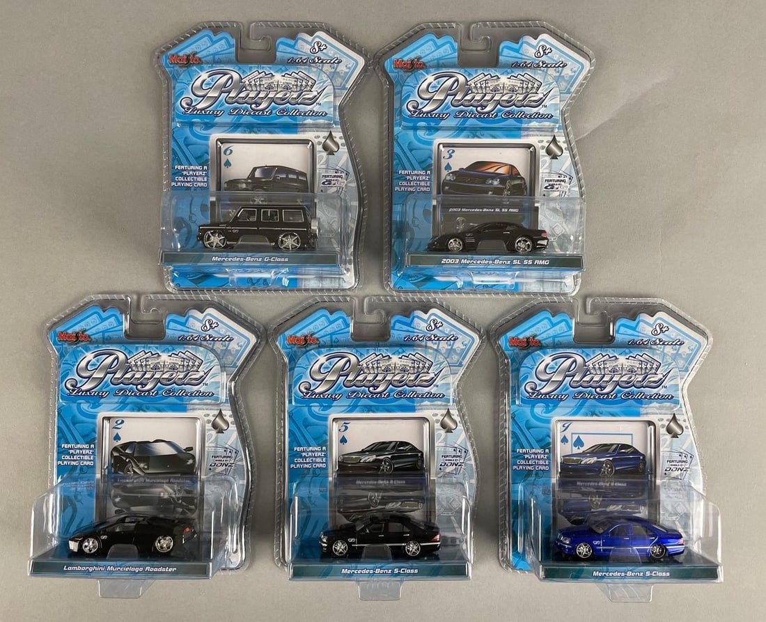 Group of Maisto Playerz Luxury Die-Cast Cars: 1/64 scale, original packaging