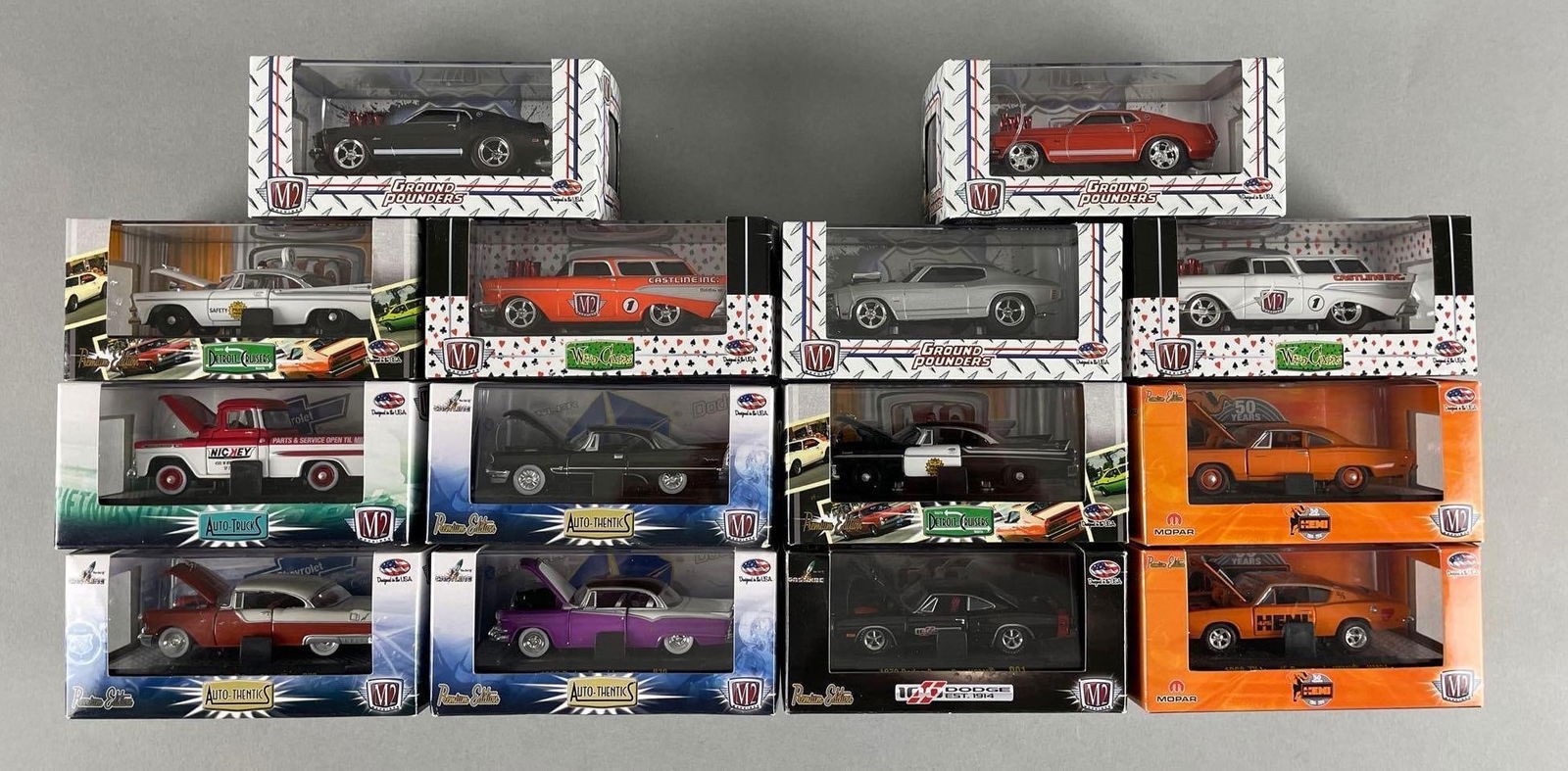 Group of M2 Machines Die-Cast Vehicles: 1/64 scale, original packaging