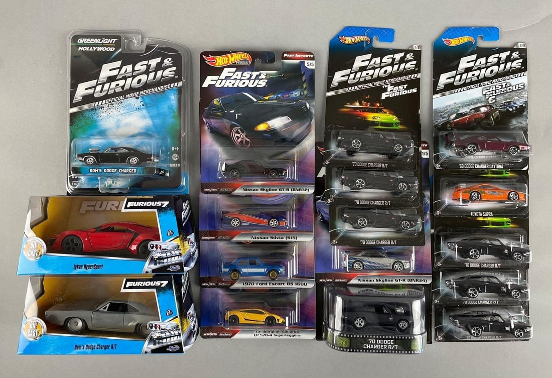 Group of Mattel Hot Wheels Fast and Furious Die-Cast Vehicles: Includes 1/43 scale Jada, Greenlight