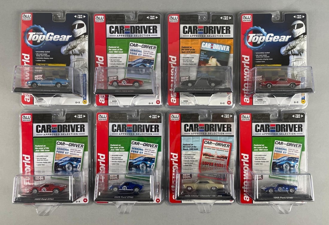 Group of Auto World Car and Driver Die-Cast Vehicles: 1/64 scale, original packaging