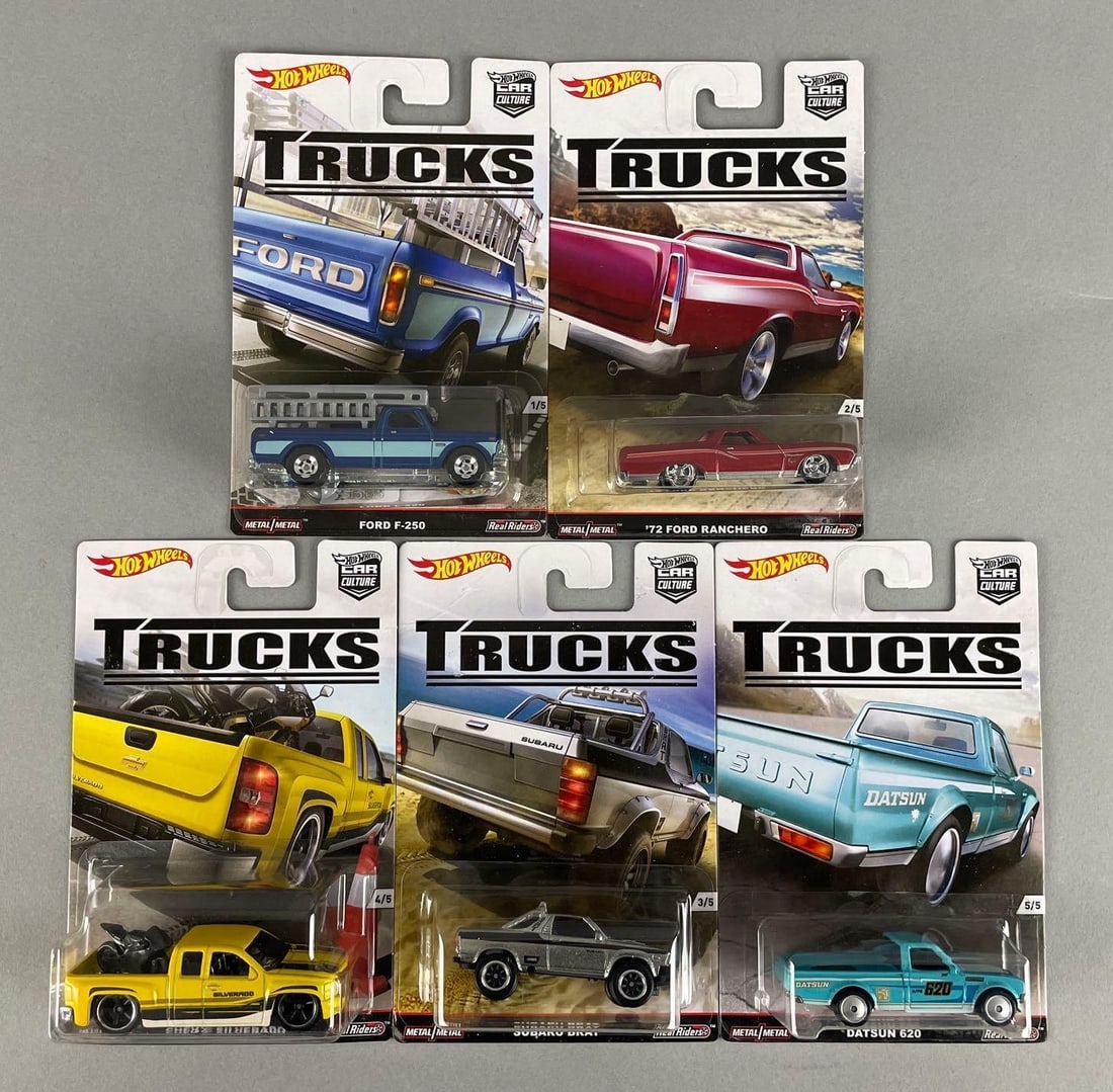 Set of 5 Mattel Hot Wheels Die-Cast Trucks: 1/64 scale, original packaging