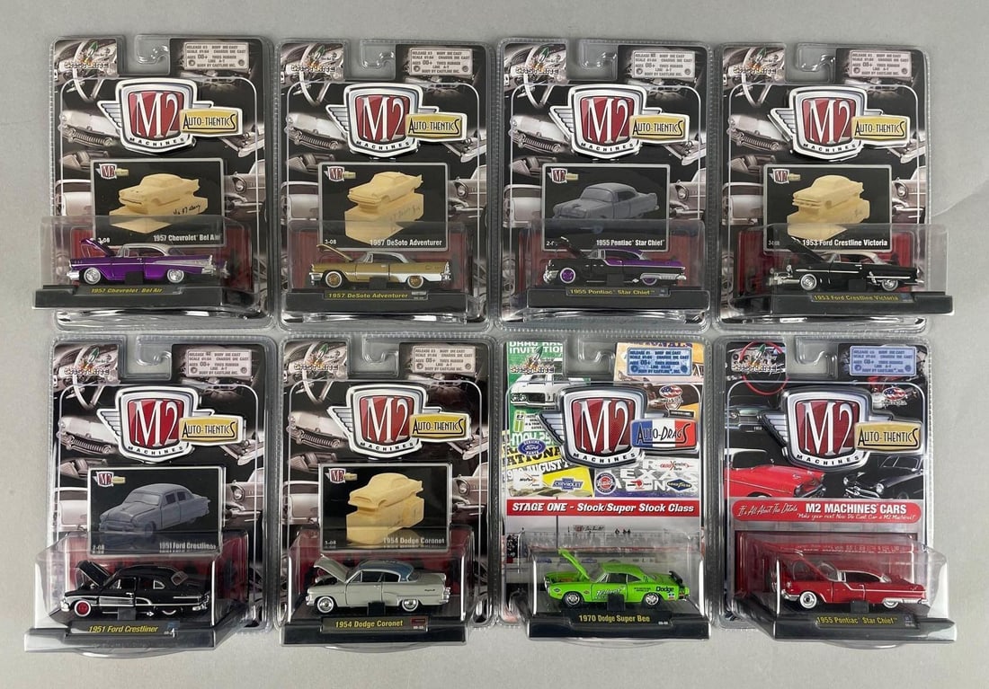 Group of M2 Machines Auto-thentics Die-Cast Vehicles: Original packaging, 1/64 scale