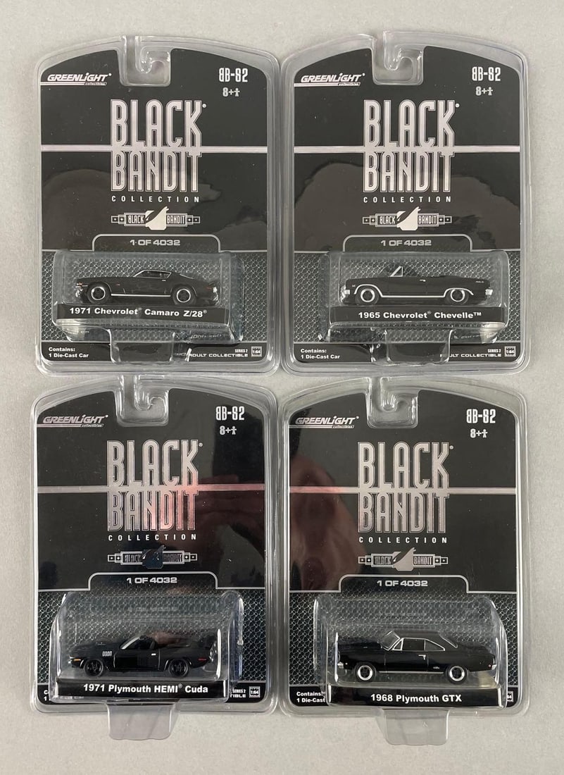 Group of Greenlight Black Bandit Collection Die-Cast Vehicles: 1/64 scale, original packaging