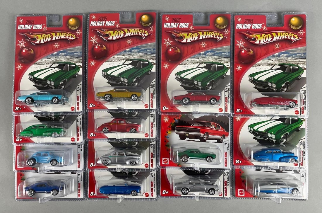 Group of Mattel Hot Wheels Holiday Rods Die-Cast Vehicles: 1/64 scale, original packaging
