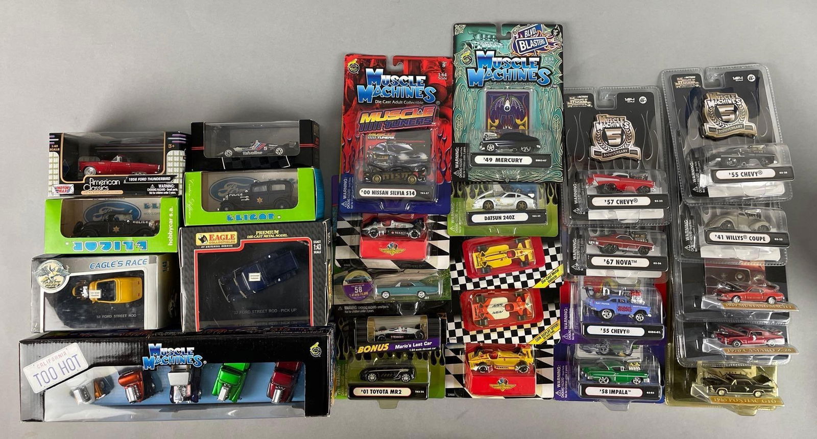 Group of Die-Cast Vehicles: Includes 1/43 and 1/64 scale, muscle machines