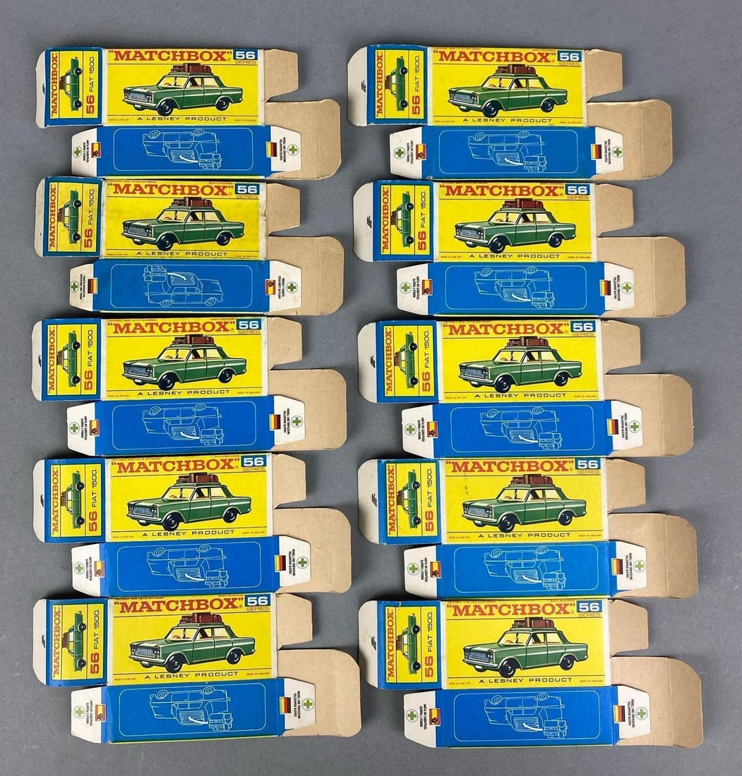 Group of Lesney Matchbox F Type No. 56 Boxes: Fiat 1500