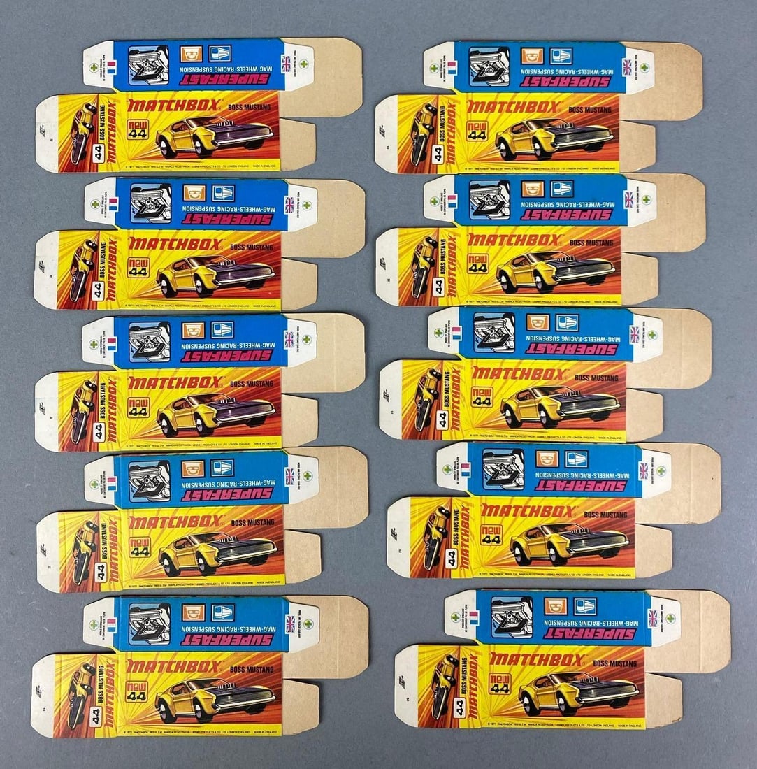 Group of Lesney Matchbox I Type No. 44Boxes: Boss Mustang