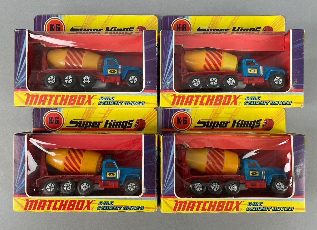 Group of Matchbox Super Kings GMC Cement Mixer Die-Cast Vehicles: K-6, original packaging